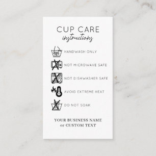Modern Minimalist Tumbler Cup Care Instructions Enclosure Card