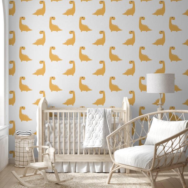 Modern Minimalist Turmeric Dinosaurs Wallpaper (Kids)