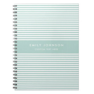 Modern Minimalist Turquoise Stripes Monogram Notebook