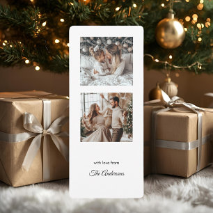 Modern Minimalist Two Photo Christmas Holiday