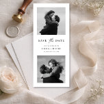 Modern Minimalist Two Photo Wedding Bookmark Save The Date<br><div class="desc">Share the excitement of your special day with a save the date that feels warm, real, and full of love. The two black-and-white photos capture the kind of natural moments every couple treasures: the soft smiles, the joy, and the feeling of holding someone who means everything to you. It looks...</div>