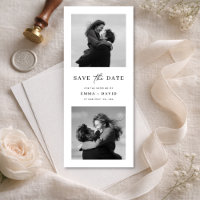 Modern Minimalist Two Photo Wedding Bookmark