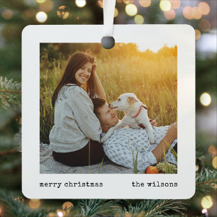 Modern Minimalist Typewriter Christmas 2 Photo Metal Tree Decoration