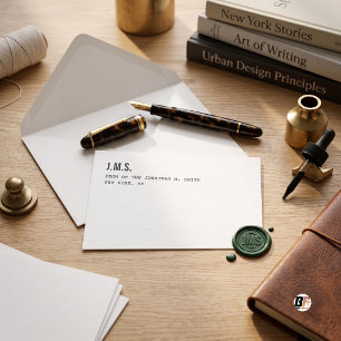 Modern Minimalist Typewriter Custom Monogram Card