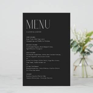 Modern Minimalist Typography Black Menu Card