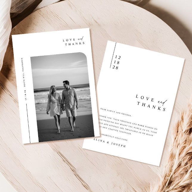 Modern Minimalist Typography Boho Photo Wedding Thank You Card (Creator Uploaded)