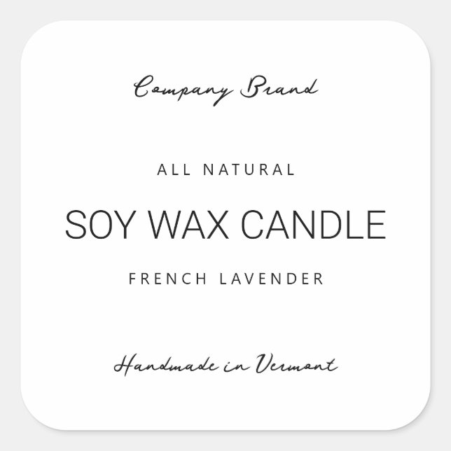 Modern Minimalist Typography Candle Label (Front)