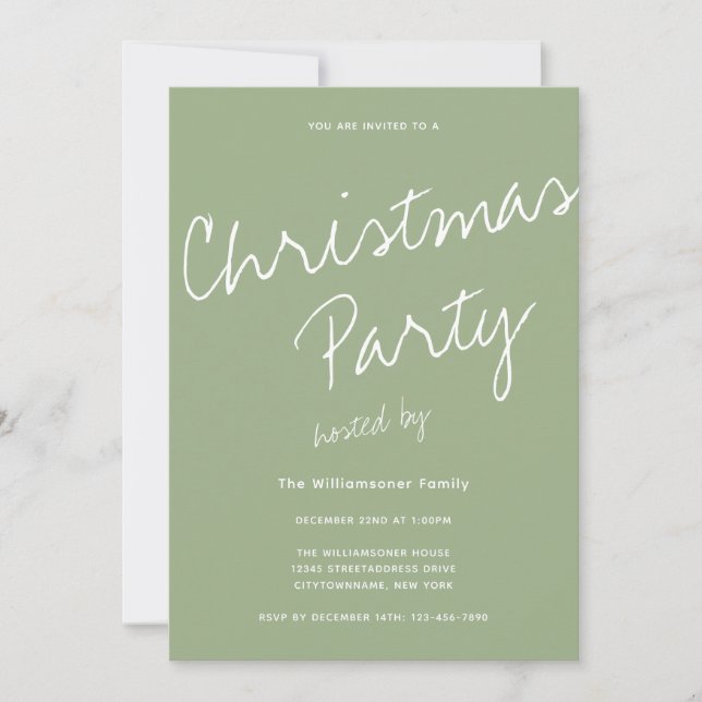  Modern Minimalist Typography Christmas Party Invitation (Front)