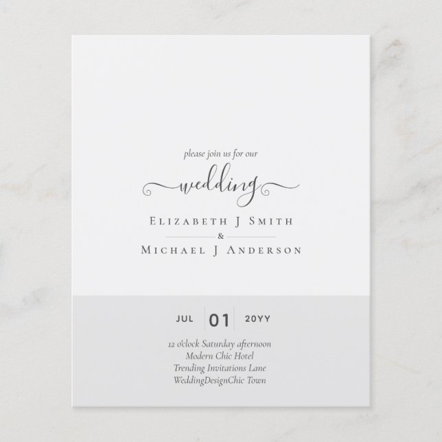Modern Minimalist Typography Colour Wedding INVITE Flyer (Front)