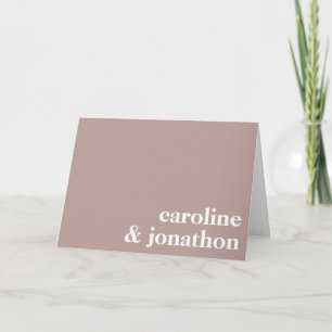Modern Minimalist Typography Couple Names Mauve Note Card
