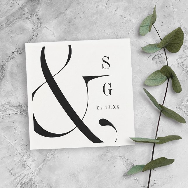 Modern minimalist typography couples monogram napkin (Modern minimalist typography couples monogram napkins)