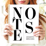 Modern Minimalist Typography Custom Name Notes Planner<br><div class="desc">This sleek and modern design features bold black typography spelling "NOTES" in a contemporary split layout. The minimalist black-and-white colour scheme makes it versatile and timeless, while the custom name adds a personal touch. Ideal for professionals, students, or anyone who values clean, elegant aesthetics. Perfect for staying organised or jotting...</div>
