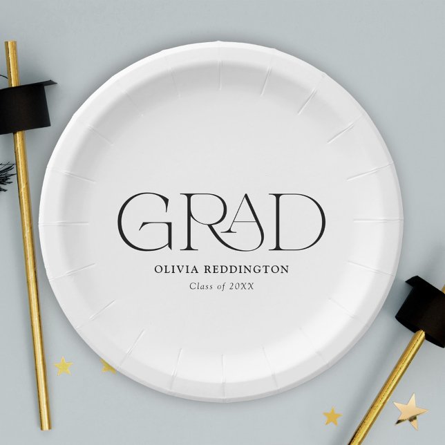 Modern Minimalist Typography Graduation Paper Plate (Creator Uploaded)