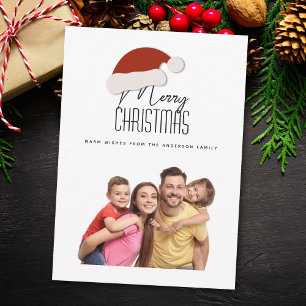 Modern Minimalist Typography Merry Christmas Photo Holiday Card