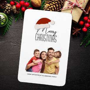 Modern Minimalist Typography Merry Christmas Photo Magnet