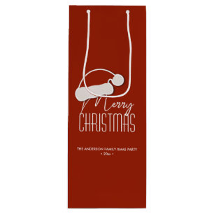 Modern Minimalist Typography Merry Christmas Wine Gift Bag