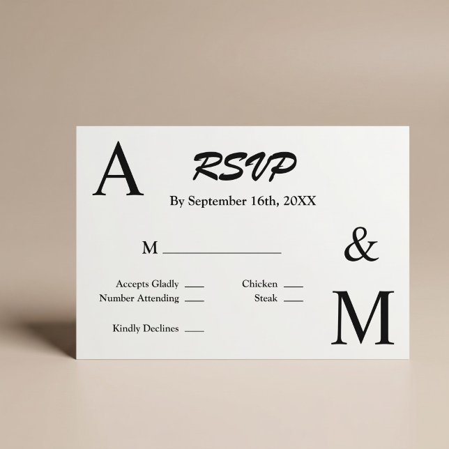 Modern Minimalist Typography Monogram RSVP Card (Creator Uploaded)