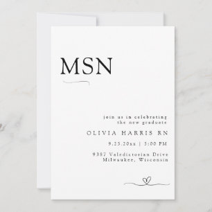Modern Minimalist Typography Nursing Graduation Invitation