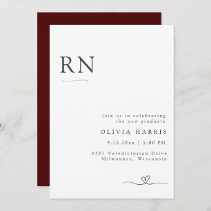 Modern Minimalist Typography Nursing Graduation Invitation