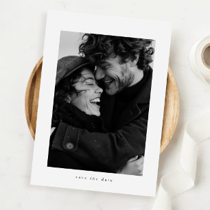 Modern Minimalist Typography Photo Budget Wedding Save The Date