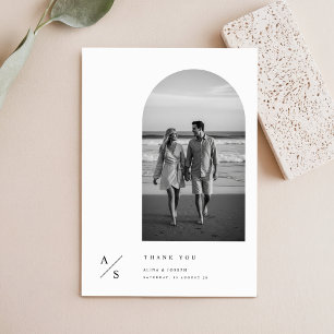 Modern Minimalist Typography Photo Budget Wedding Thank You Card