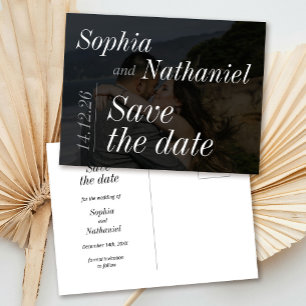 Modern Minimalist Typography Photo Save the Date Postcard