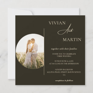 Modern Minimalist Typography Photo Wedding Invitation