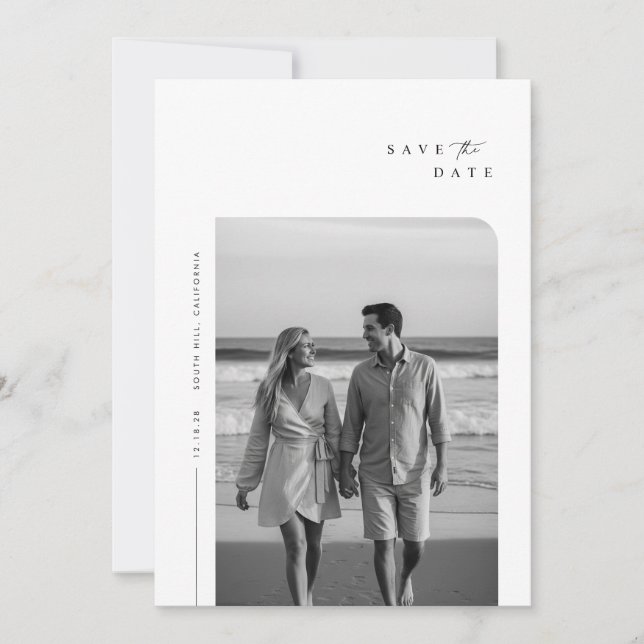 Modern Minimalist Typography Photo Wedding Save The Date (Front)