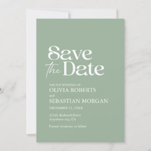 Modern Minimalist Typography Sage Green Wedding Save The Date