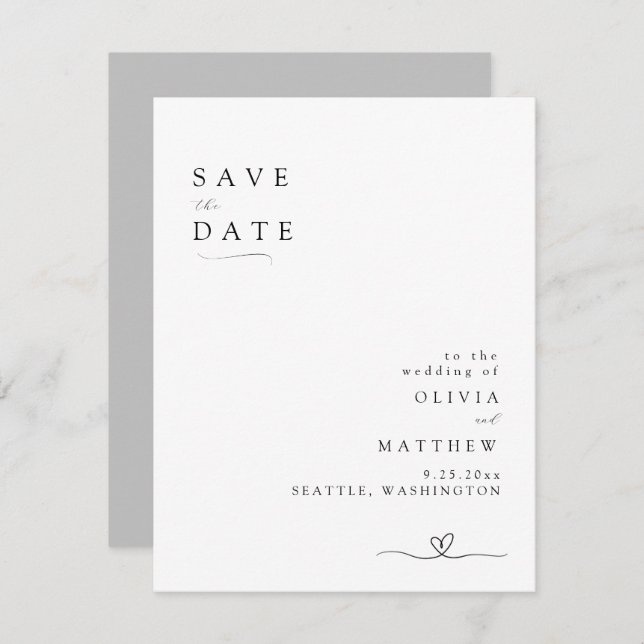 Modern Minimalist Typography Save the Date (Front/Back)