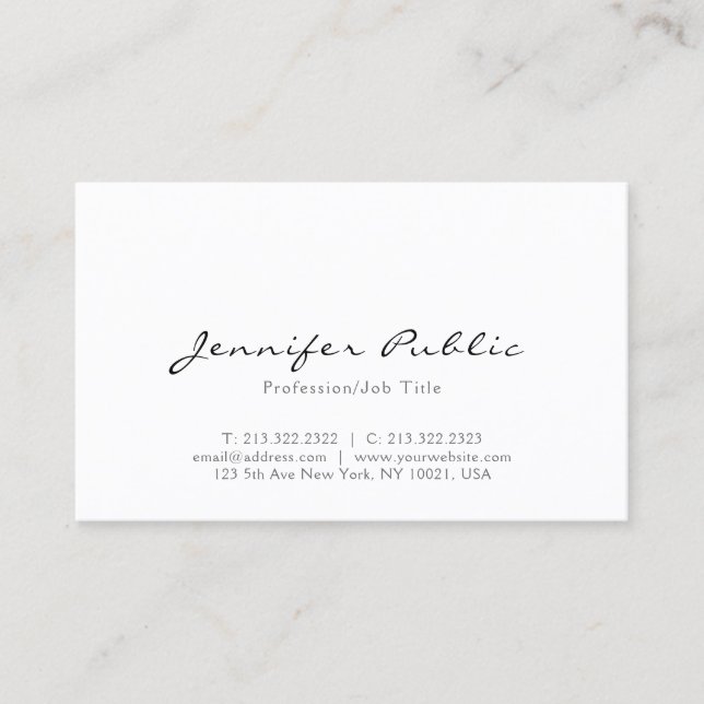 Modern Minimalist Typography Script Glossy Oceania Business Card (Front)