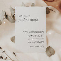 Modern & Minimalist Typography Wedding Invitation