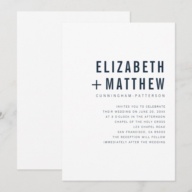 Modern + Minimalist Typography Wedding Invitation (Front/Back)