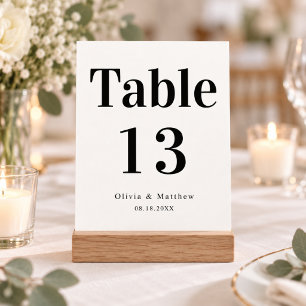 Modern Minimalist Typography Wedding Table Number