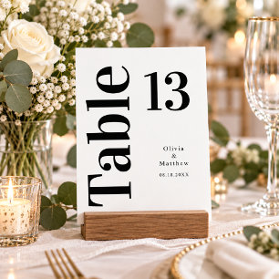 Modern Minimalist Typography Wedding Table Number