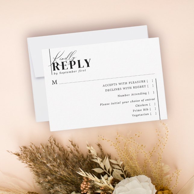 Modern Minimalist Typography Wedding White Meal  RSVP Card (Creator Uploaded)