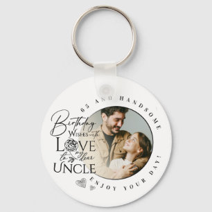 Modern Minimalist Uncle Typography Photo Key Ring
