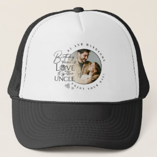 Modern Minimalist Uncle Typography Photo Trucker Hat