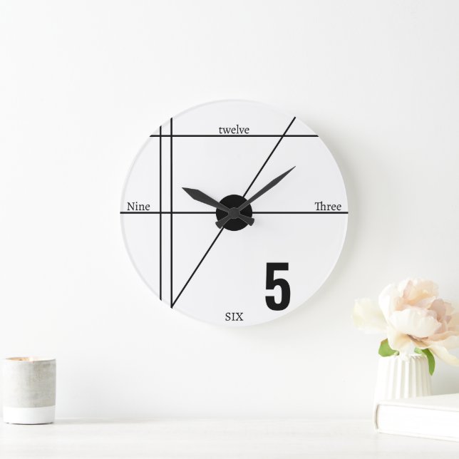 Modern Minimalist Unique Mathematical Line Black Large Clock (Home)