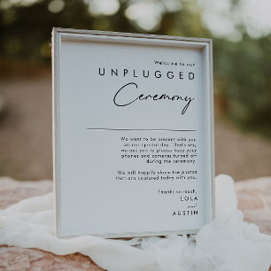 Modern Minimalist Unplugged Ceremony Sign