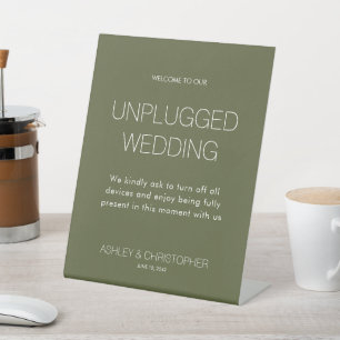Modern Minimalist Unplugged Event Wedding Pedestal Sign