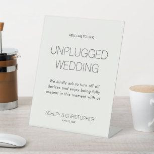 Modern Minimalist Unplugged Event Wedding Pedestal Sign