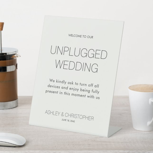 Modern Minimalist Unplugged Event Wedding Pedestal Sign (In SItu)