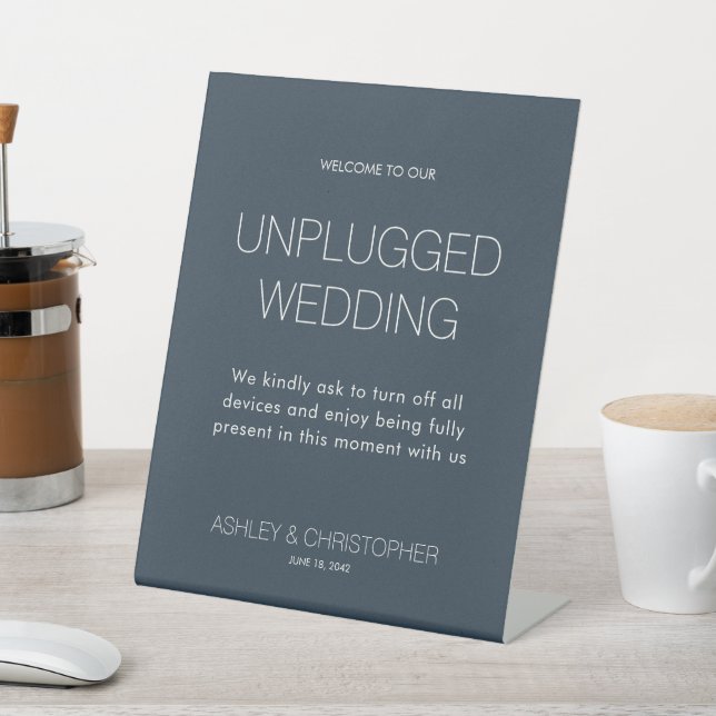 Modern Minimalist Unplugged Event Wedding Pedestal Sign (In SItu)