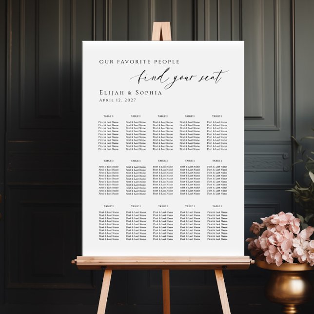 Modern minimalist up to 15 tables seating plan poster (Creator Uploaded)