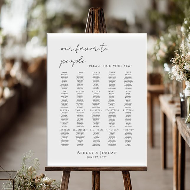 Modern minimalist up to 20 tables seating plan poster (Creator Uploaded)