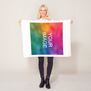 Modern Minimalist Upload Image Photo Or Logo Fleece Blanket