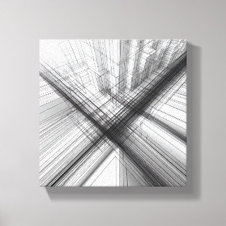 Modern Minimalist Urban Wireframe - Abstract 3D  Canvas Print
