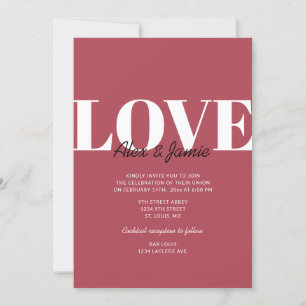 Modern Minimalist Valentine LOVE Wedding Invitation