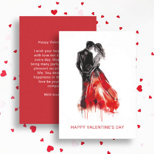Modern Minimalist Valentine's Day Couple in Love Holiday Card